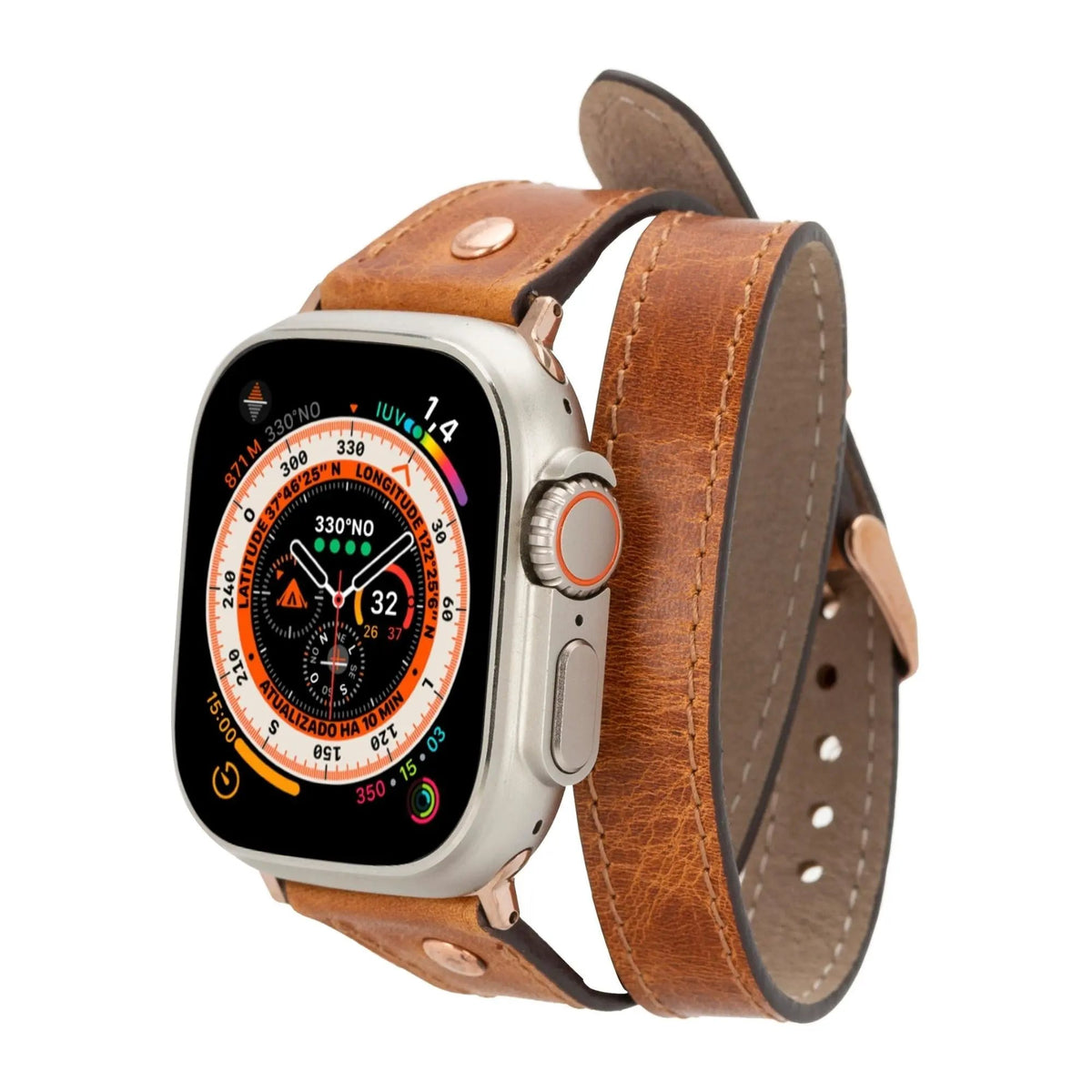 Syracuse Double Tour Leather Bands for Apple Watch 9, Ultra 2 and SE by TORONATA