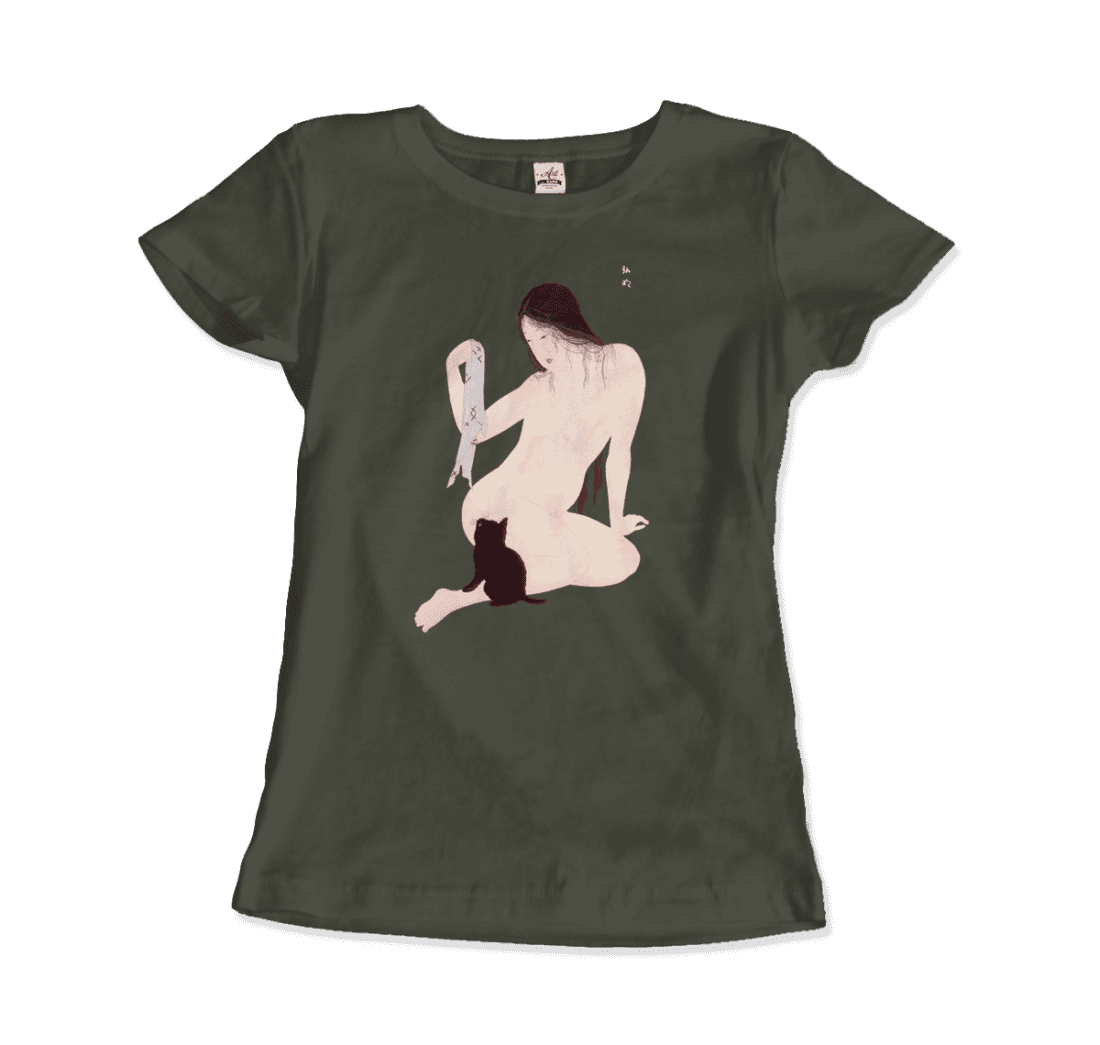 Takahashi Hiroaki Nude Playing with a Cat, 1927 artwork t-shirt by Art-O-Rama Shop
