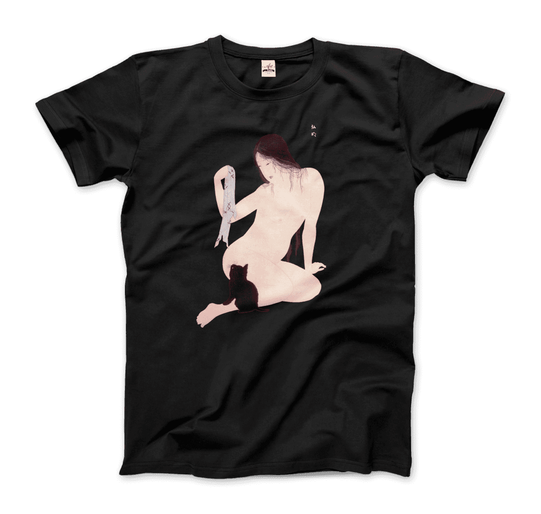 Takahashi Hiroaki Nude Playing with a Cat, 1927 artwork t-shirt by Art-O-Rama Shop