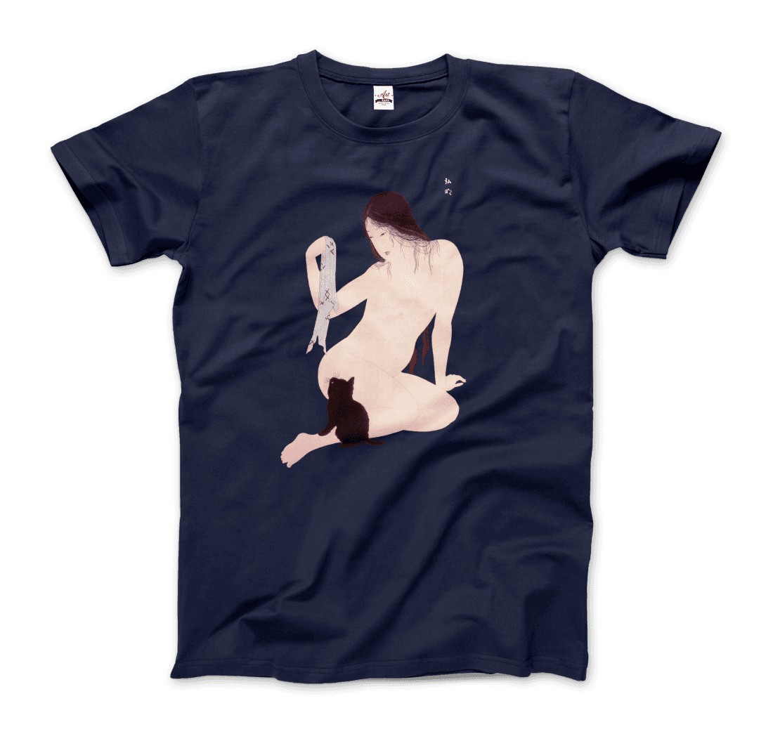 Takahashi Hiroaki Nude Playing with a Cat, 1927 artwork t-shirt by Art-O-Rama Shop