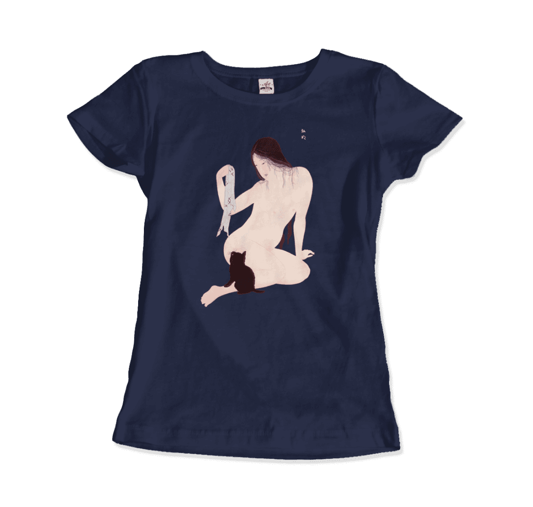 Takahashi Hiroaki Nude Playing with a Cat, 1927 artwork t-shirt by Art-O-Rama Shop