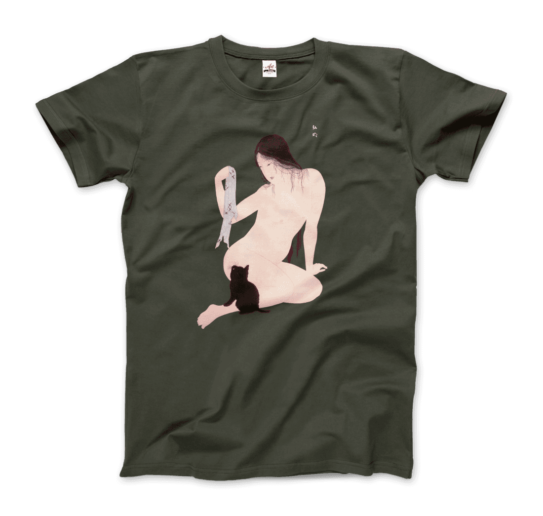 Takahashi Hiroaki Nude Playing with a Cat, 1927 artwork t-shirt by Art-O-Rama Shop