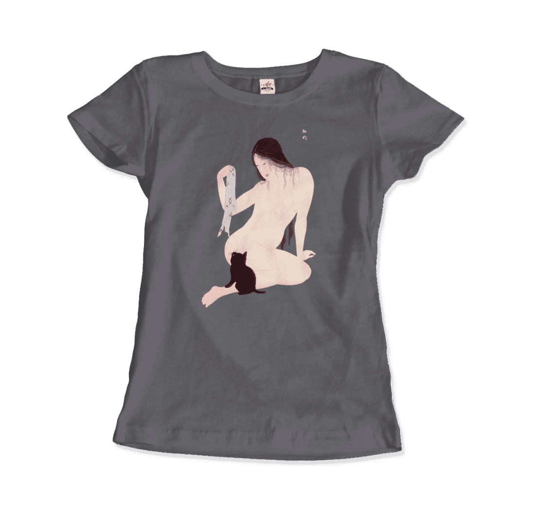 Takahashi Hiroaki Nude Playing with a Cat, 1927 artwork t-shirt by Art-O-Rama Shop