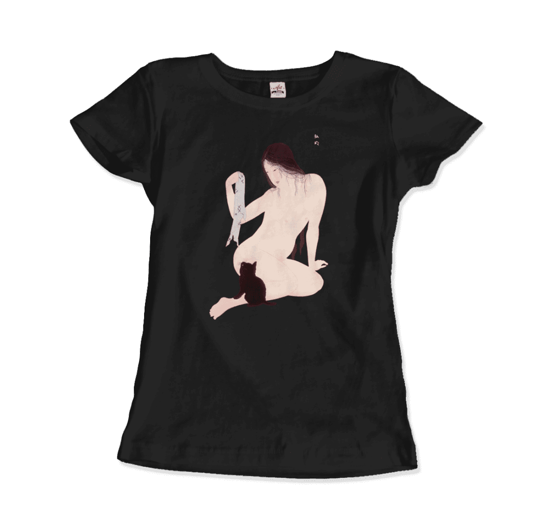 Takahashi Hiroaki Nude Playing with a Cat, 1927 artwork t-shirt by Art-O-Rama Shop
