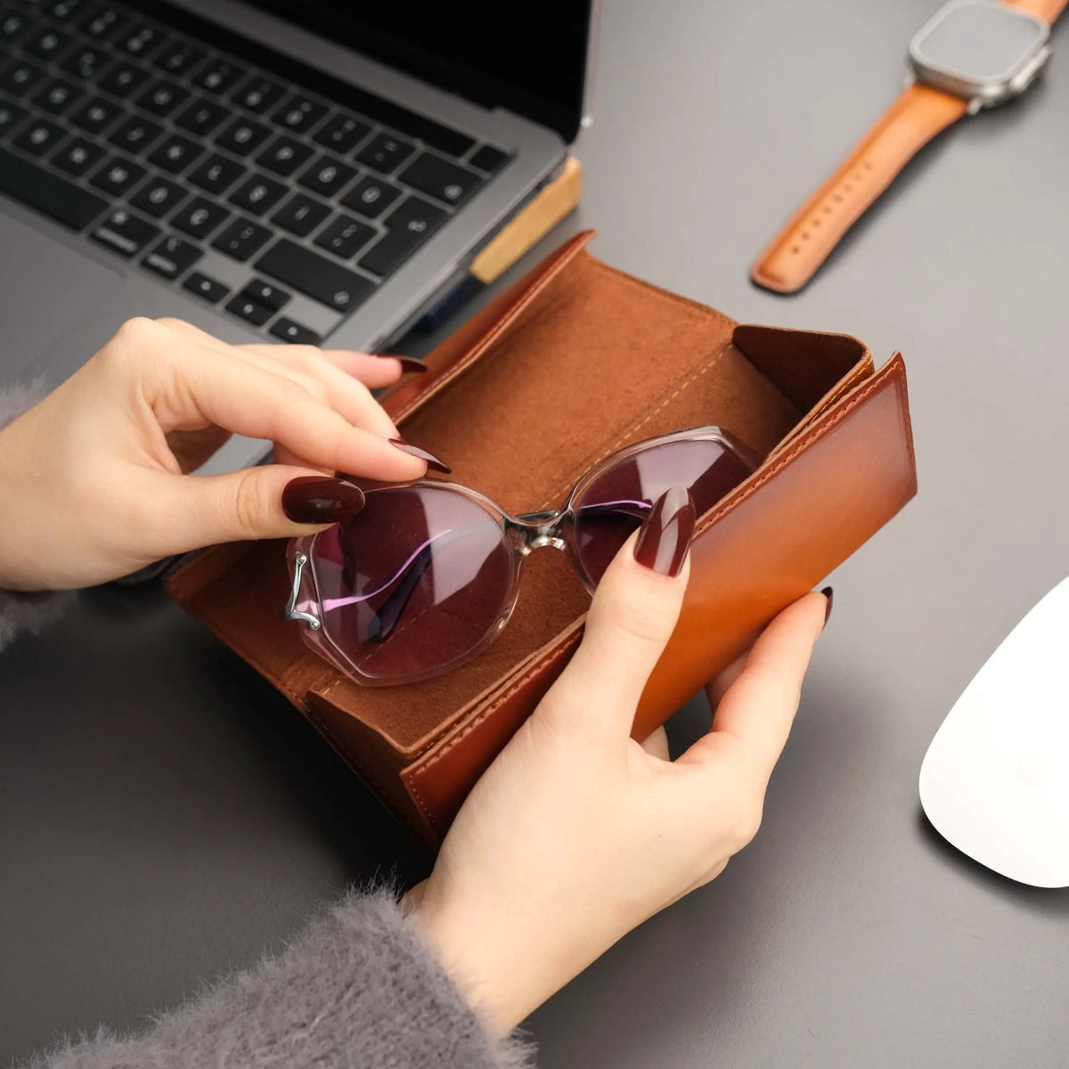 Triangle Leather Glasses Case – Vintage Eyewear Holder by TORONATA