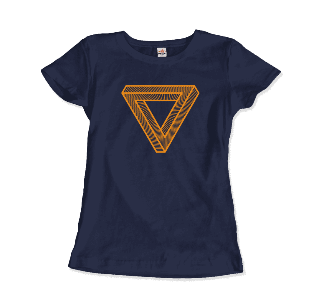 MC Escher the Penrose Triangle from a Journey Through Time DARK t-shirt by Art-O-Rama Shop