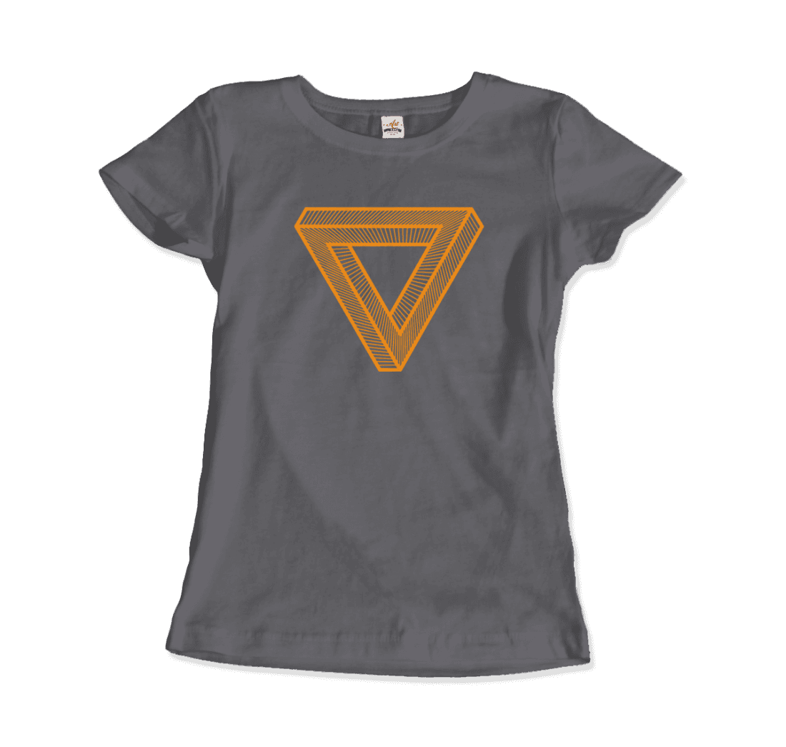MC Escher the Penrose Triangle from a Journey Through Time DARK t-shirt by Art-O-Rama Shop