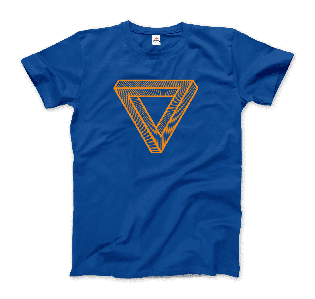 MC Escher the Penrose Triangle from a Journey Through Time DARK t-shirt by Art-O-Rama Shop