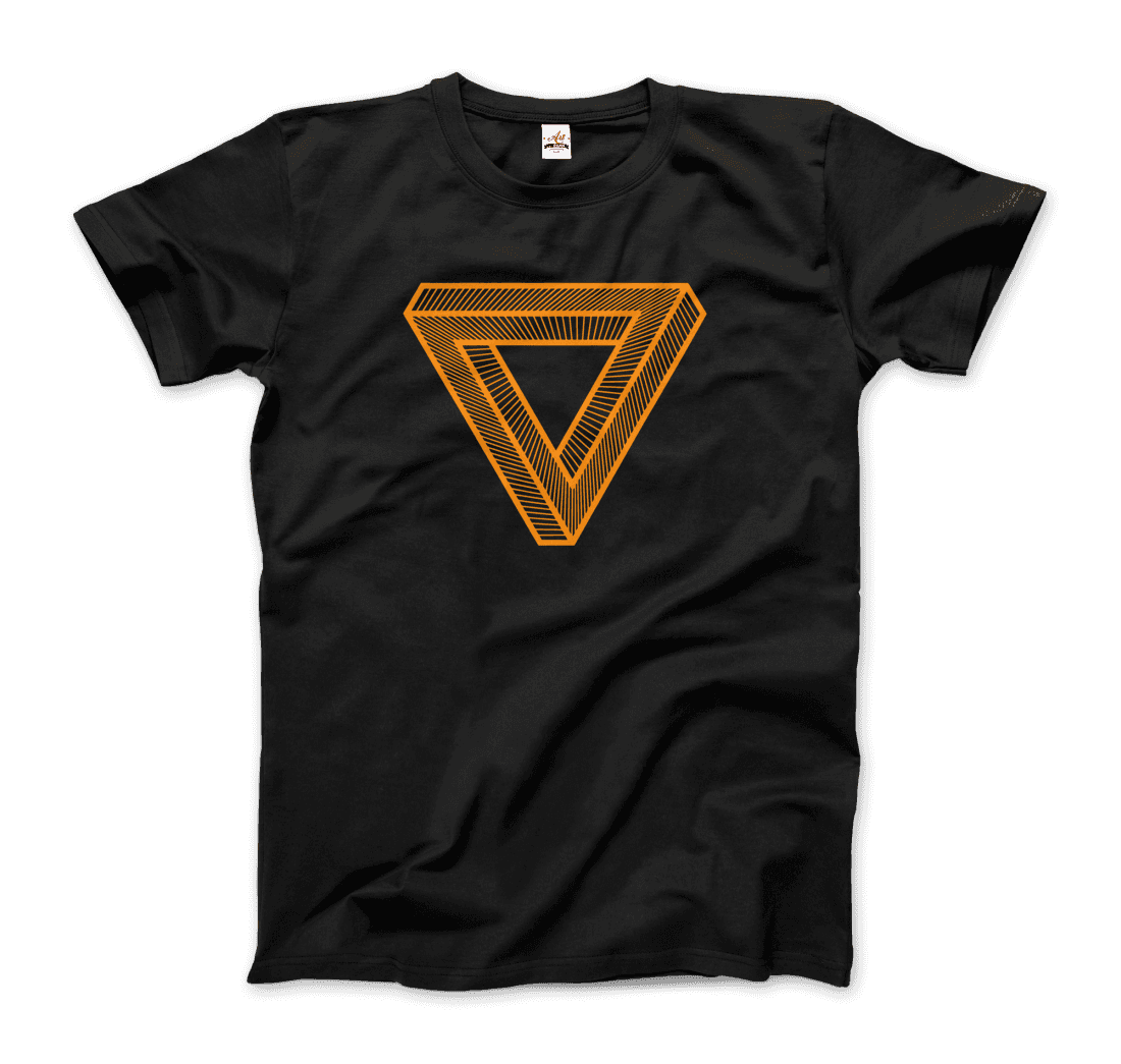 MC Escher the Penrose Triangle from a Journey Through Time DARK t-shirt by Art-O-Rama Shop