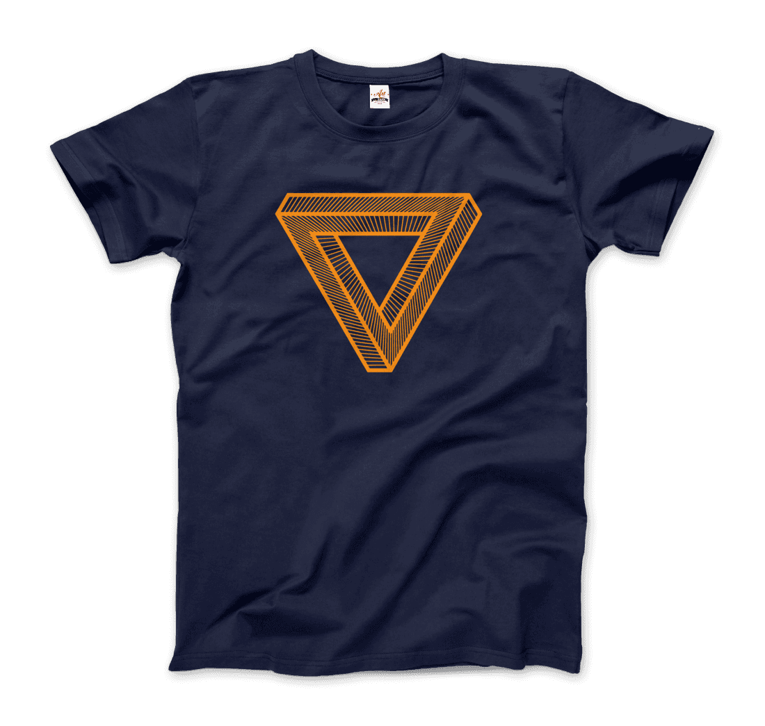 MC Escher the Penrose Triangle from a Journey Through Time DARK t-shirt by Art-O-Rama Shop