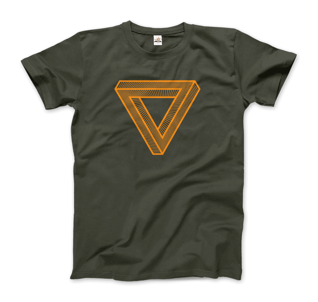 MC Escher the Penrose Triangle from a Journey Through Time DARK t-shirt by Art-O-Rama Shop