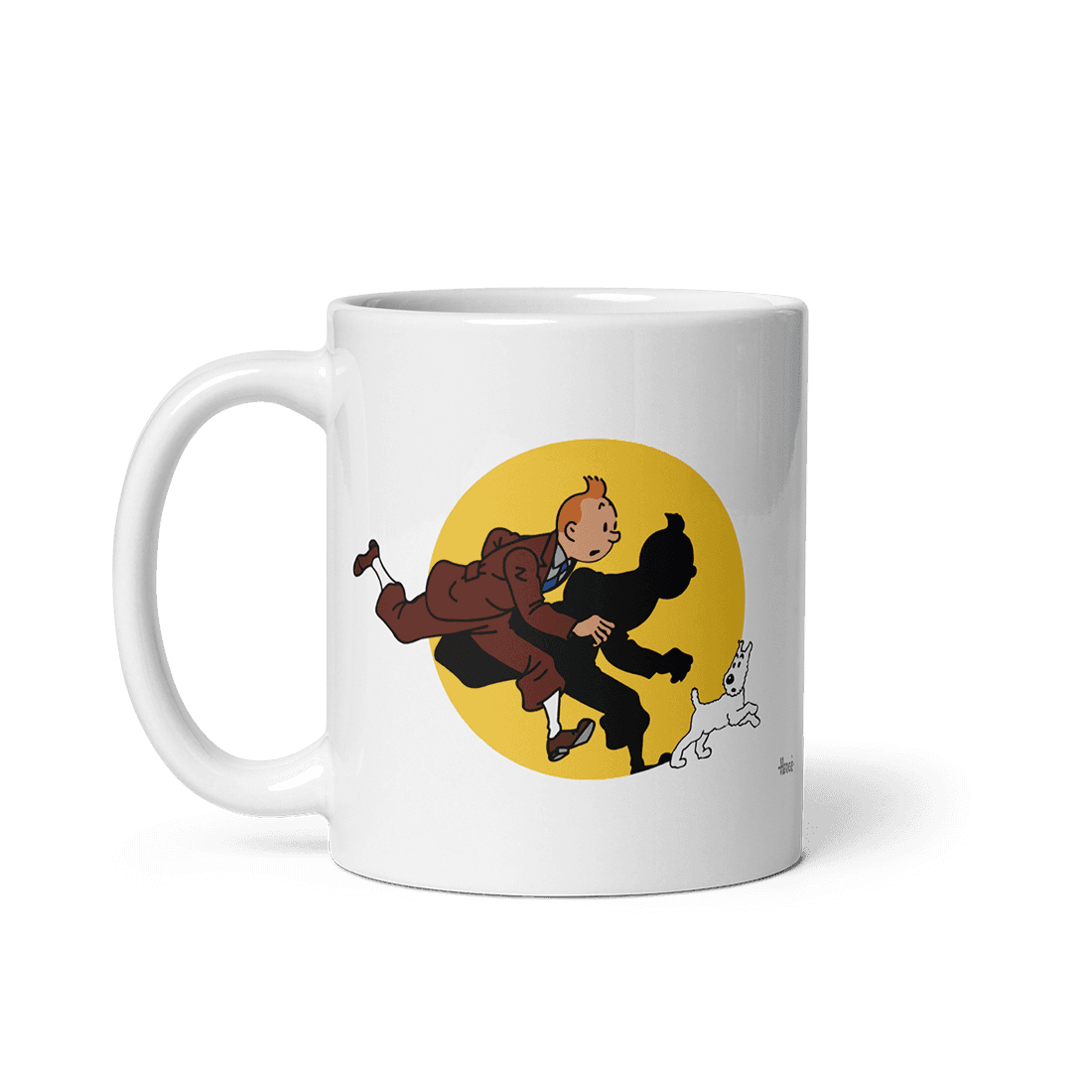 Tintin and Snowy (Milou) Getting Hit By A Spotlight Mug by Art-O-Rama Shop