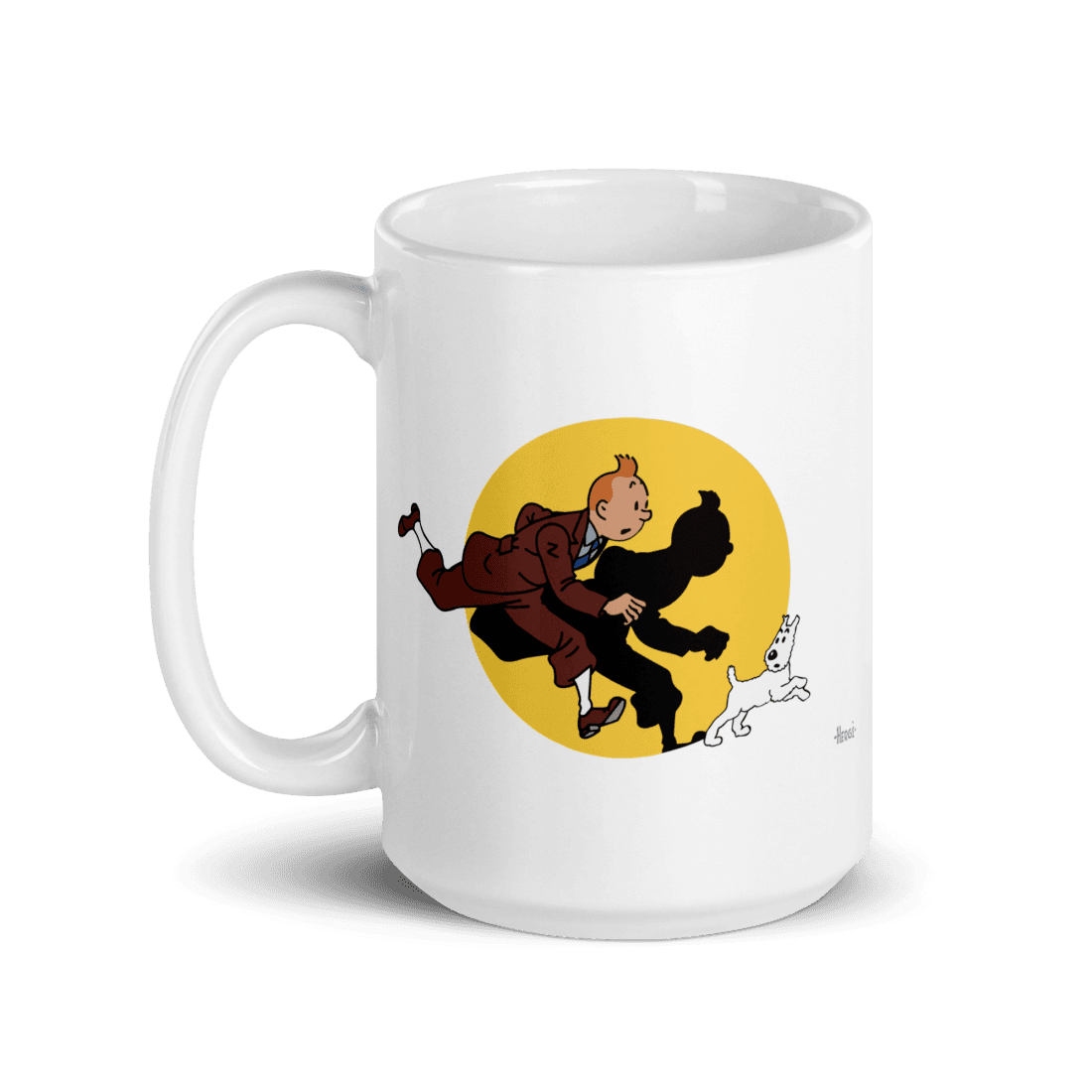 Tintin and Snowy (Milou) Getting Hit By A Spotlight Mug by Art-O-Rama Shop
