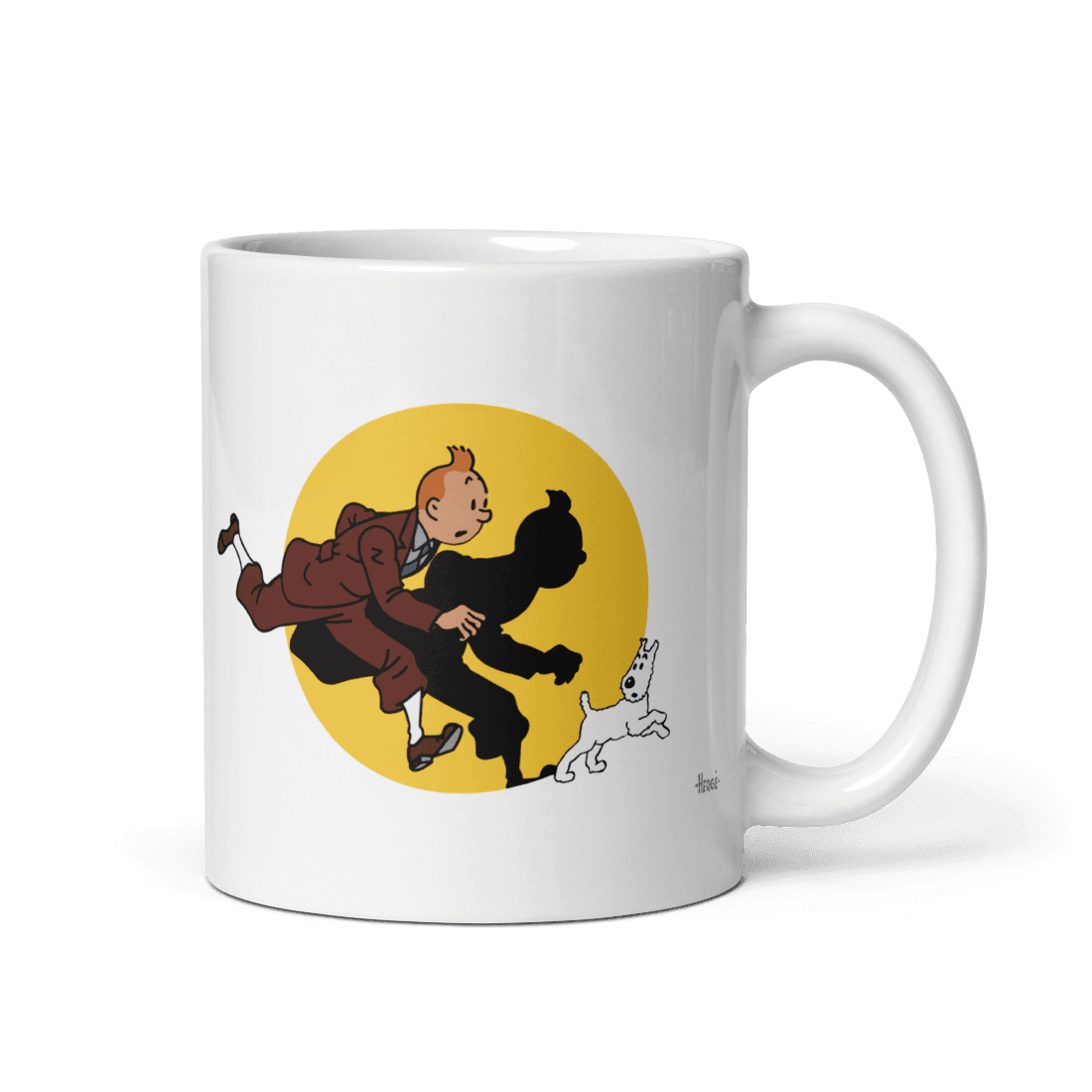 Tintin and Snowy (Milou) Getting Hit By A Spotlight Mug by Art-O-Rama Shop