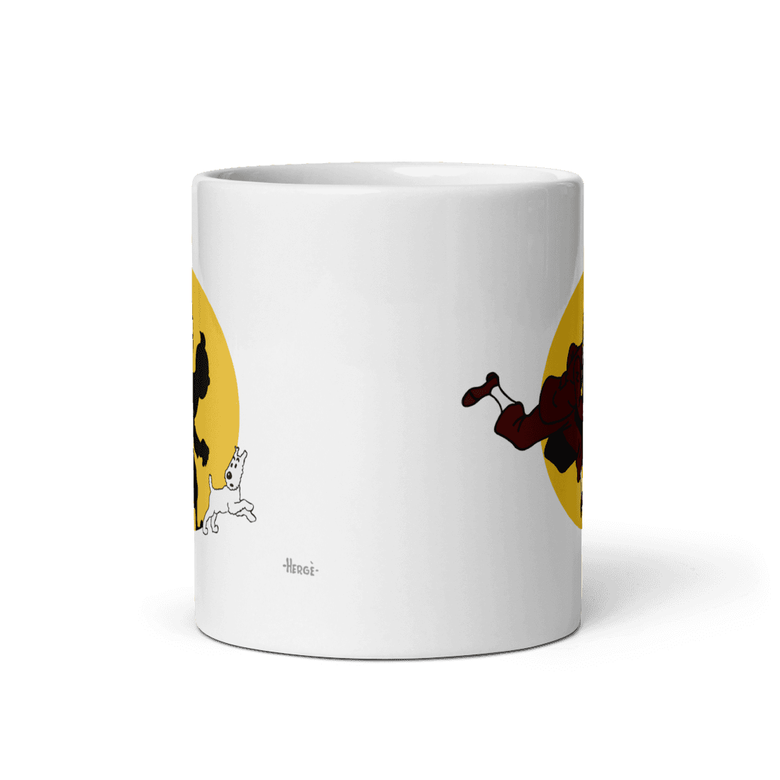 Tintin and Snowy (Milou) Getting Hit By A Spotlight Mug by Art-O-Rama Shop