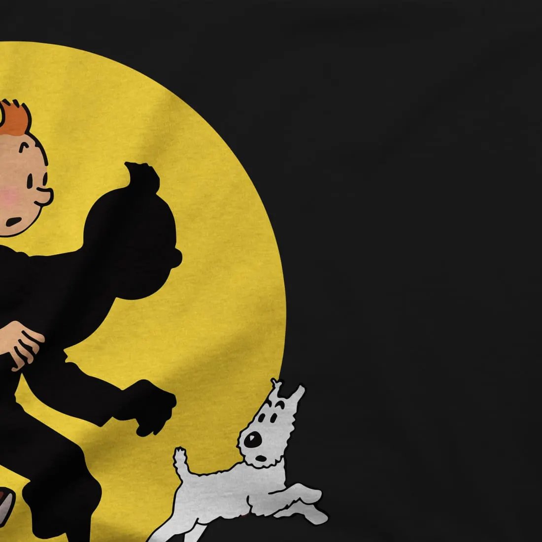 Tintin and Snowy (Milou) Getting Hit by a Spotlight t-shirt by Art-O-Rama Shop