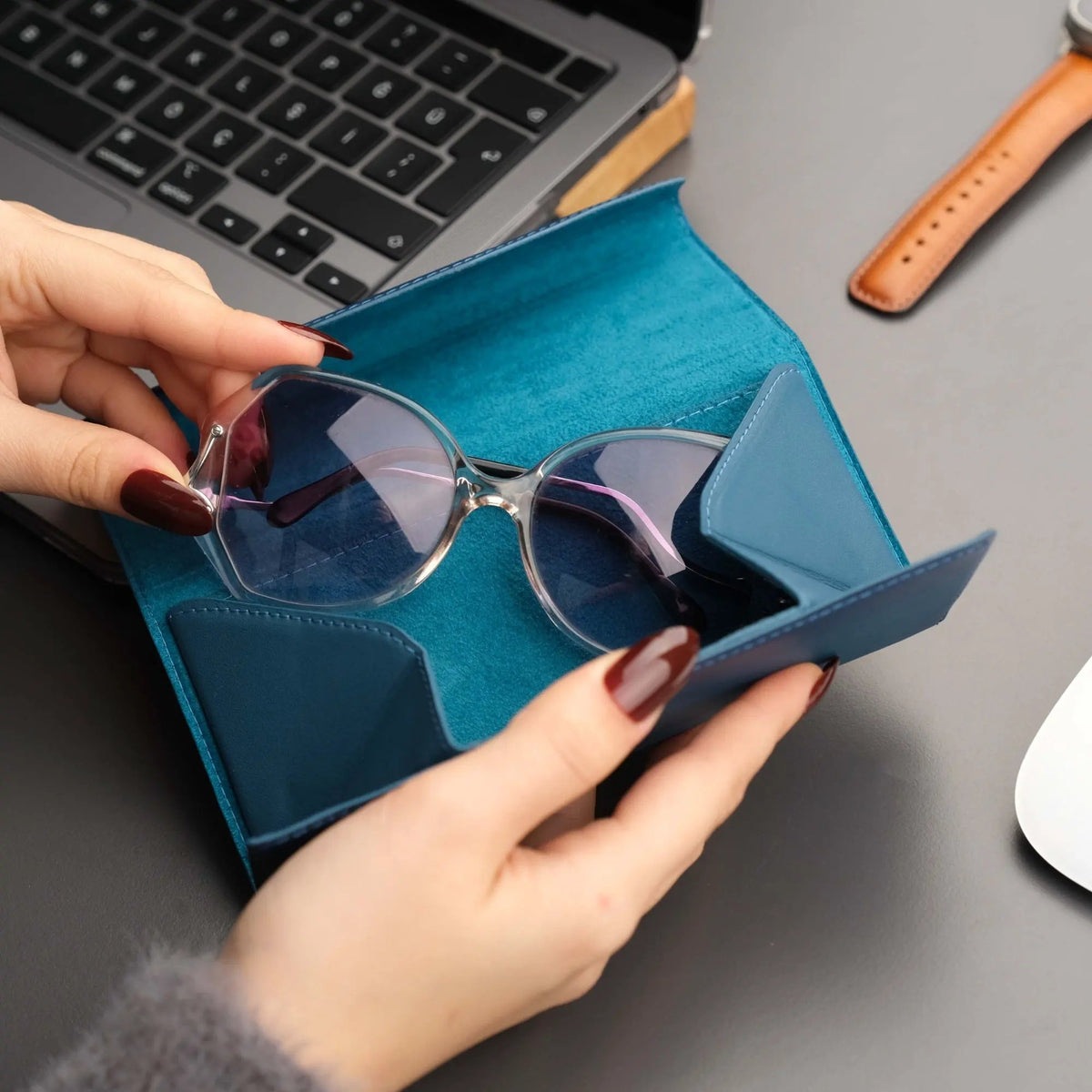 Triangle Leather Glasses Case – Vintage Eyewear Holder by TORONATA