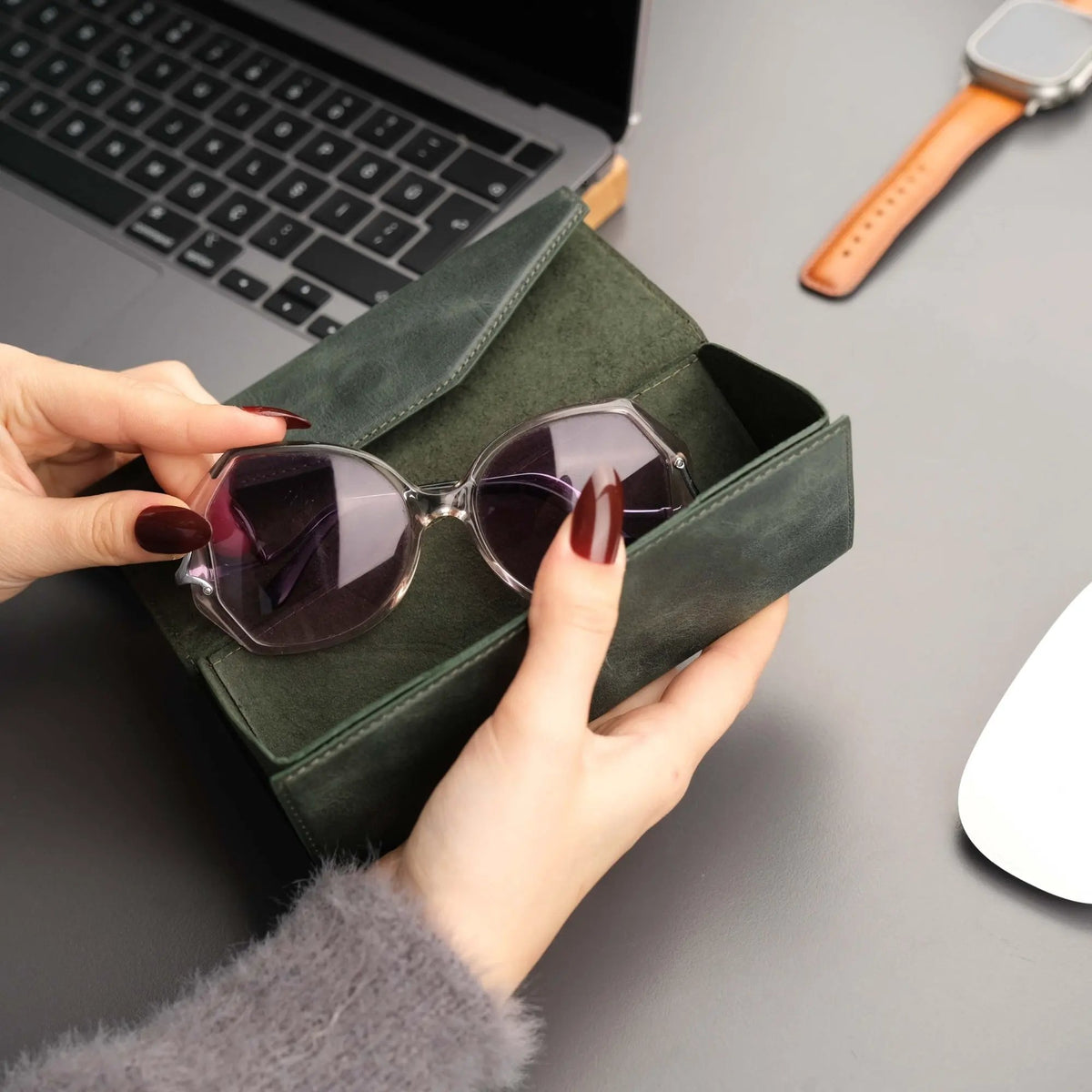 Triangle Leather Glasses Case – Vintage Eyewear Holder by TORONATA