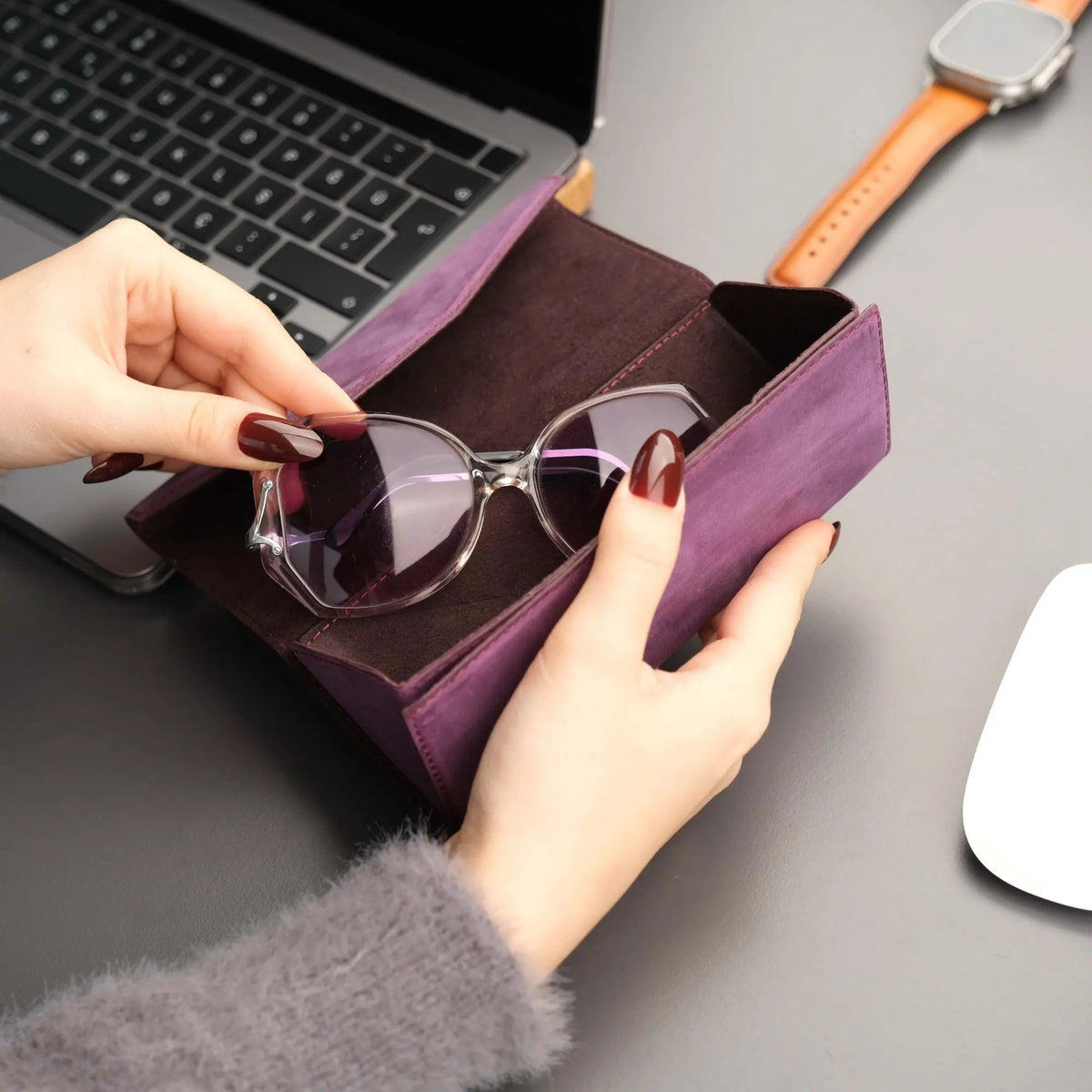 Triangle Leather Glasses Case – Vintage Eyewear Holder by TORONATA