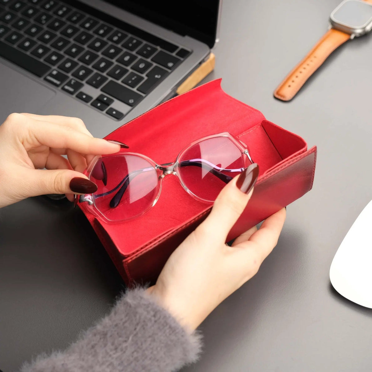 Triangle Leather Glasses Case – Vintage Eyewear Holder by TORONATA
