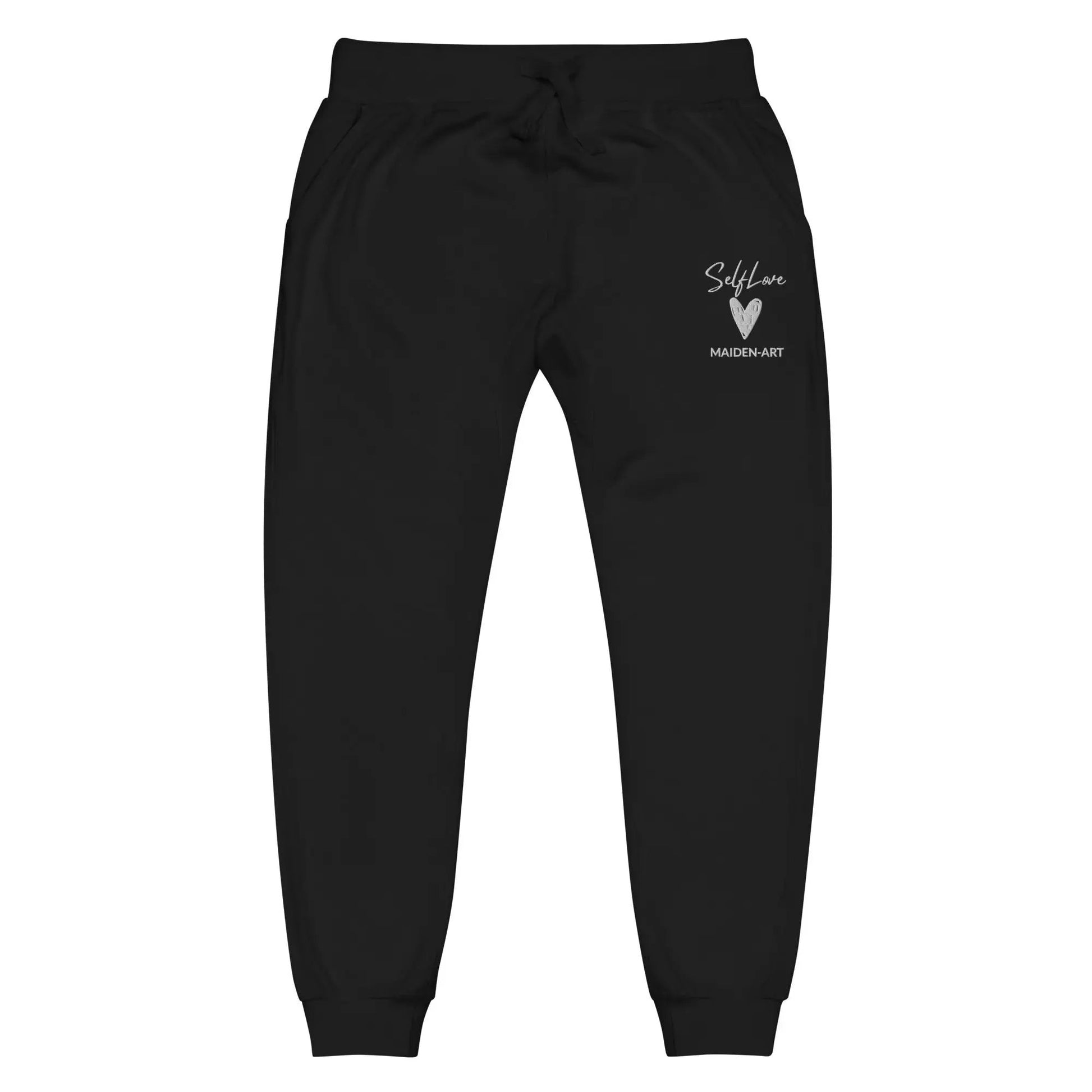Self Love Unisex fleece sweatpants with Embroidery fashion sweatpants by Maiden-Art
