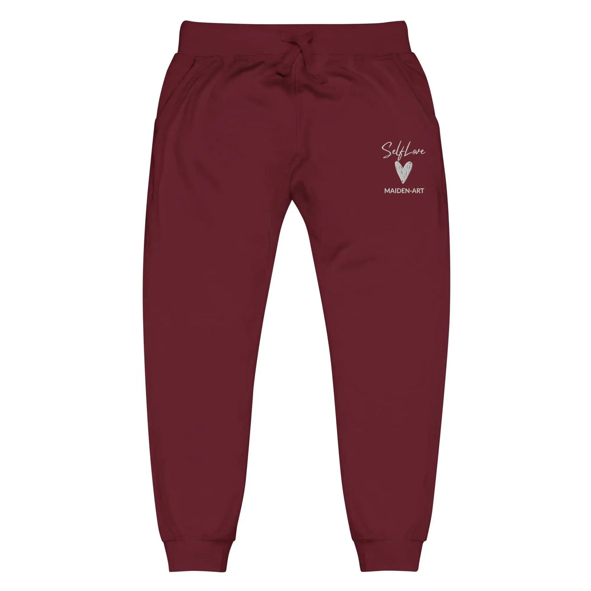 Self Love Unisex fleece sweatpants with Embroidery fashion sweatpants by Maiden-Art