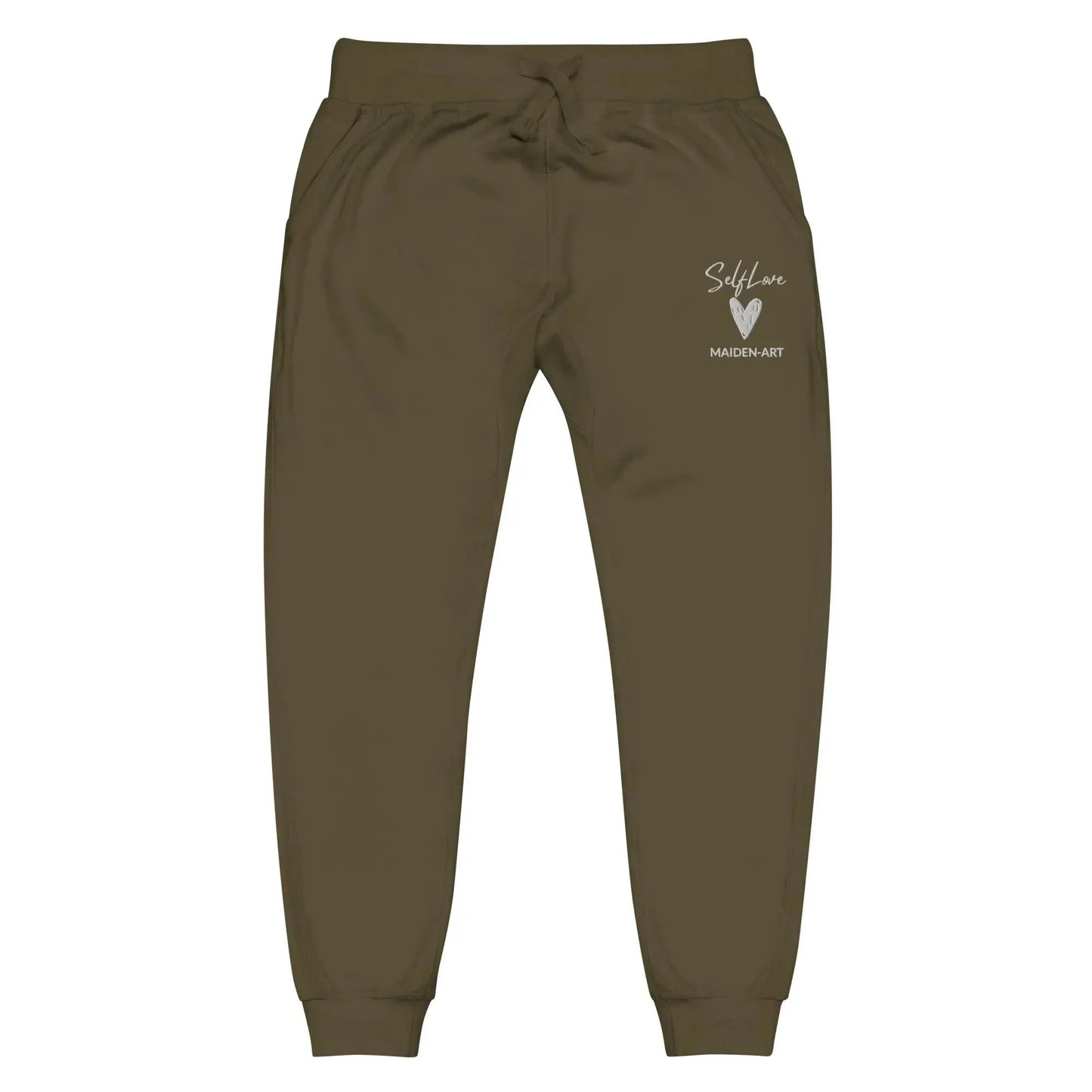 Self Love Unisex fleece sweatpants with Embroidery fashion sweatpants by Maiden-Art