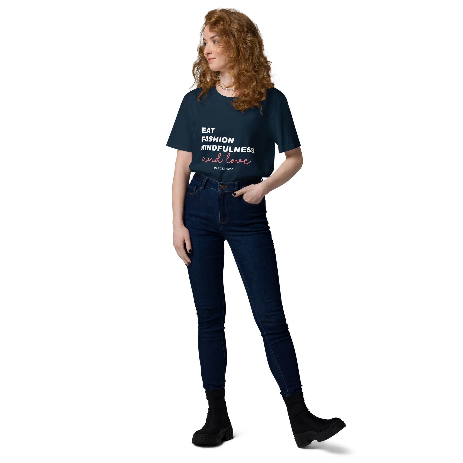 Eat, Fashion Mindfulness and Love Unisex organic cotton t-shirt - unisex t-shirt by Maiden-Art