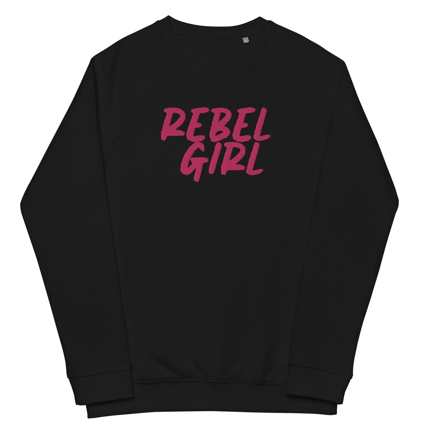 Rebel Girl Unisex organic raglan sweatshirt Organic Clothing with EMBROIDERY by Maiden-Art