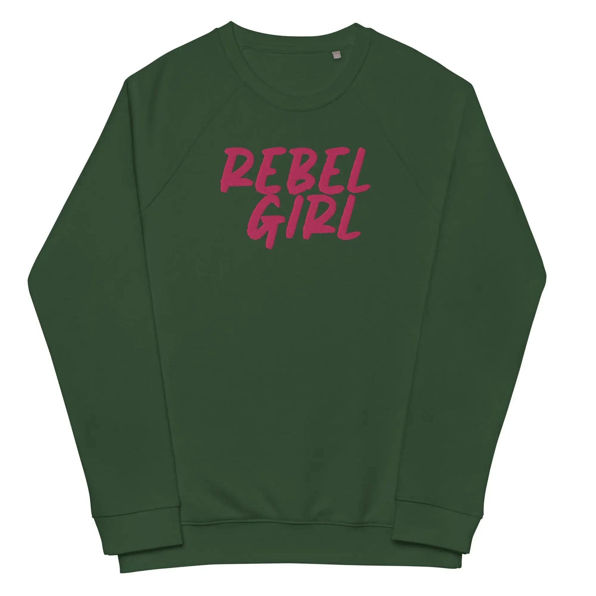 Rebel Girl Unisex organic raglan sweatshirt Organic Clothing with EMBROIDERY by Maiden-Art