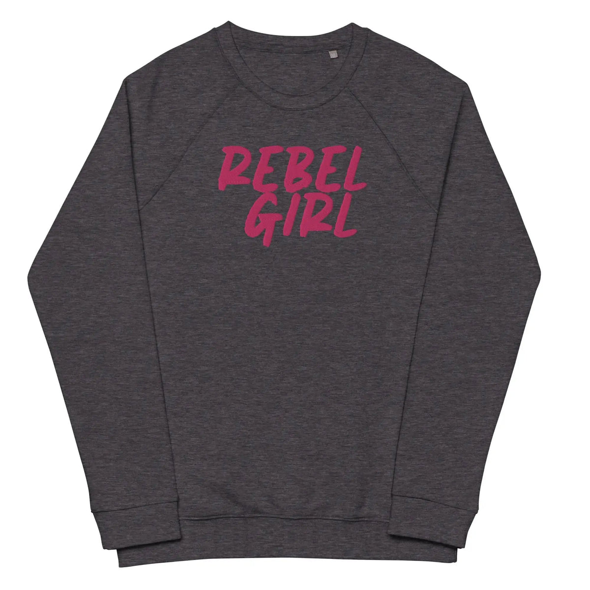 Rebel Girl Unisex organic raglan sweatshirt Organic Clothing with EMBROIDERY by Maiden-Art