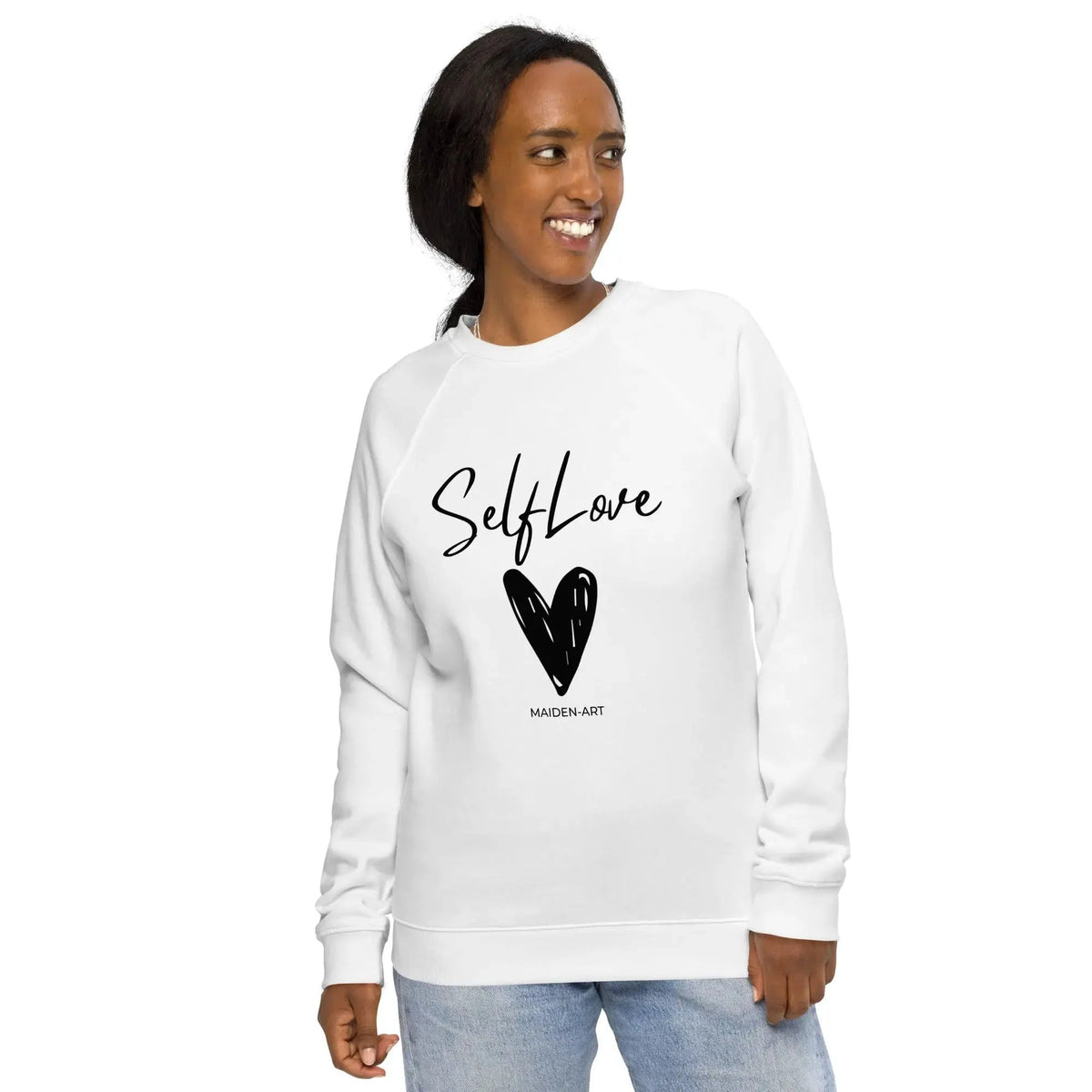 Organic Sweatshirt SELF LOVE Unisex organic raglan sweatshirt by Maiden-Art