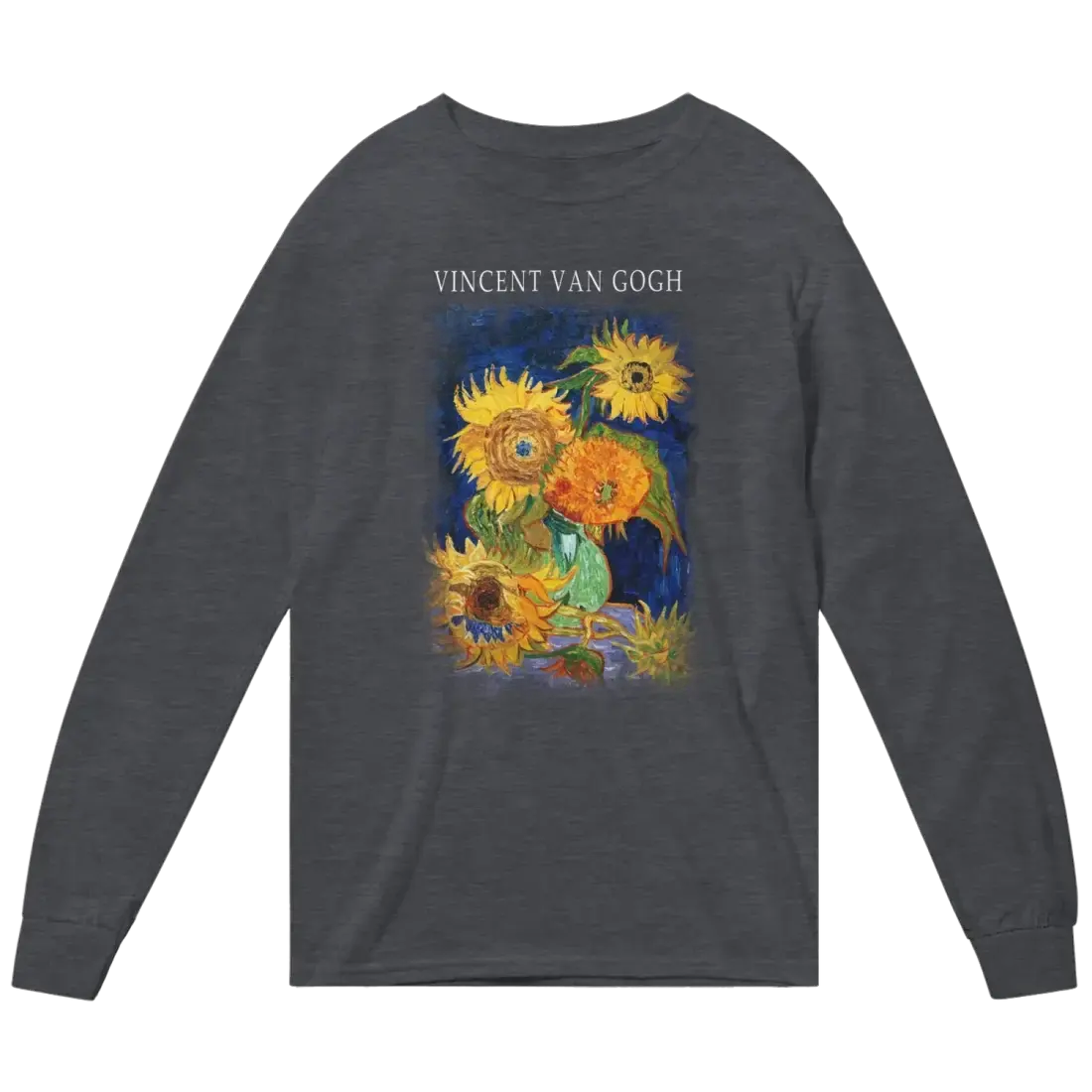 Van Gogh Five Sunflowers 1888, Artwork Long Sleeve Shirt by Art-O-Rama Shop