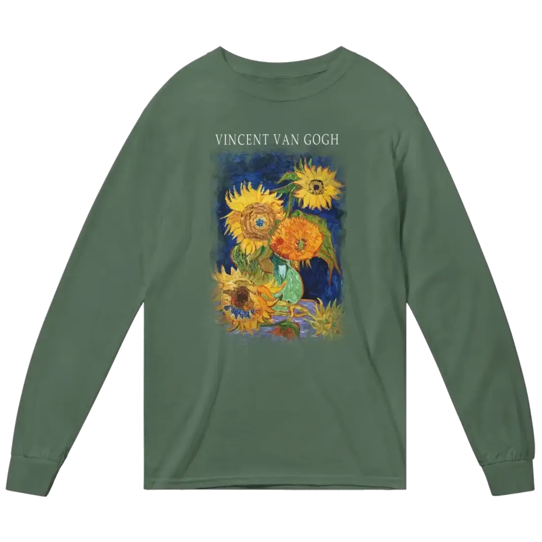 Van Gogh Five Sunflowers 1888, Artwork Long Sleeve Shirt by Art-O-Rama Shop
