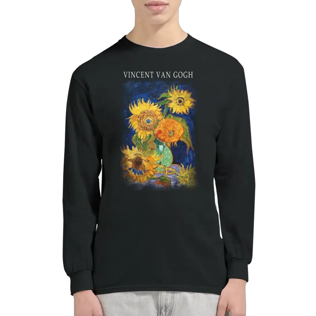 Van Gogh Five Sunflowers 1888, Artwork Long Sleeve Shirt by Art-O-Rama Shop