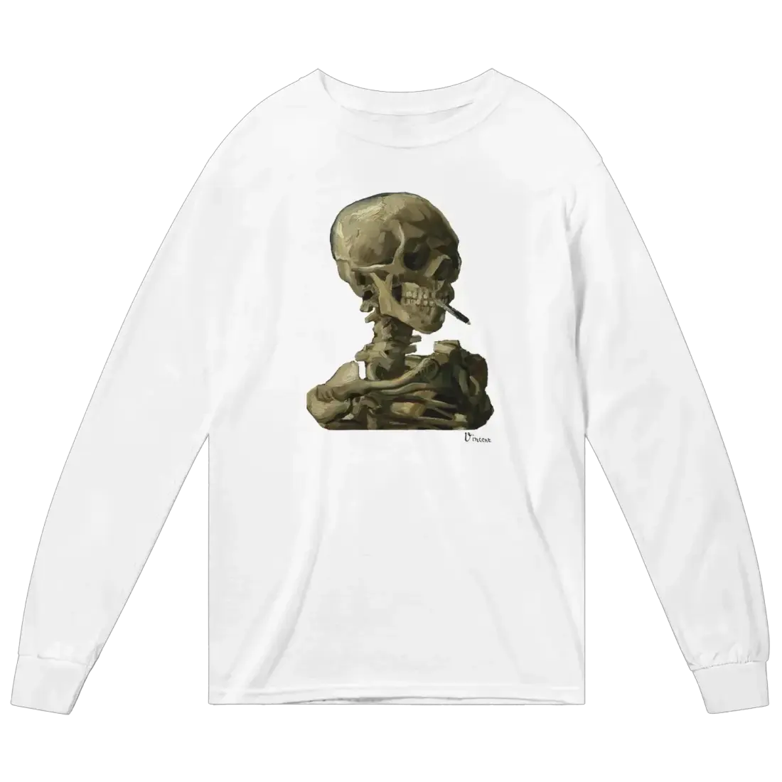 Van Gogh Skull of a Skeleton with Burning Cigarette 1886 Long Sleeve Shirt by Art-O-Rama Shop