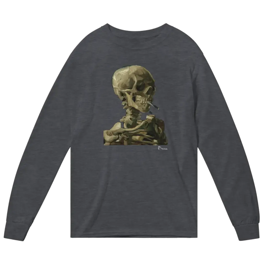 Van Gogh Skull of a Skeleton with Burning Cigarette 1886 Long Sleeve Shirt by Art-O-Rama Shop