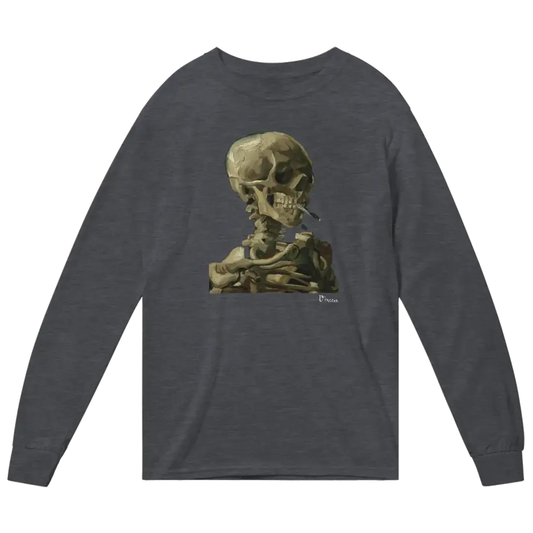 Van Gogh Skull of a Skeleton with Burning Cigarette 1886 Long Sleeve Shirt by Art-O-Rama Shop