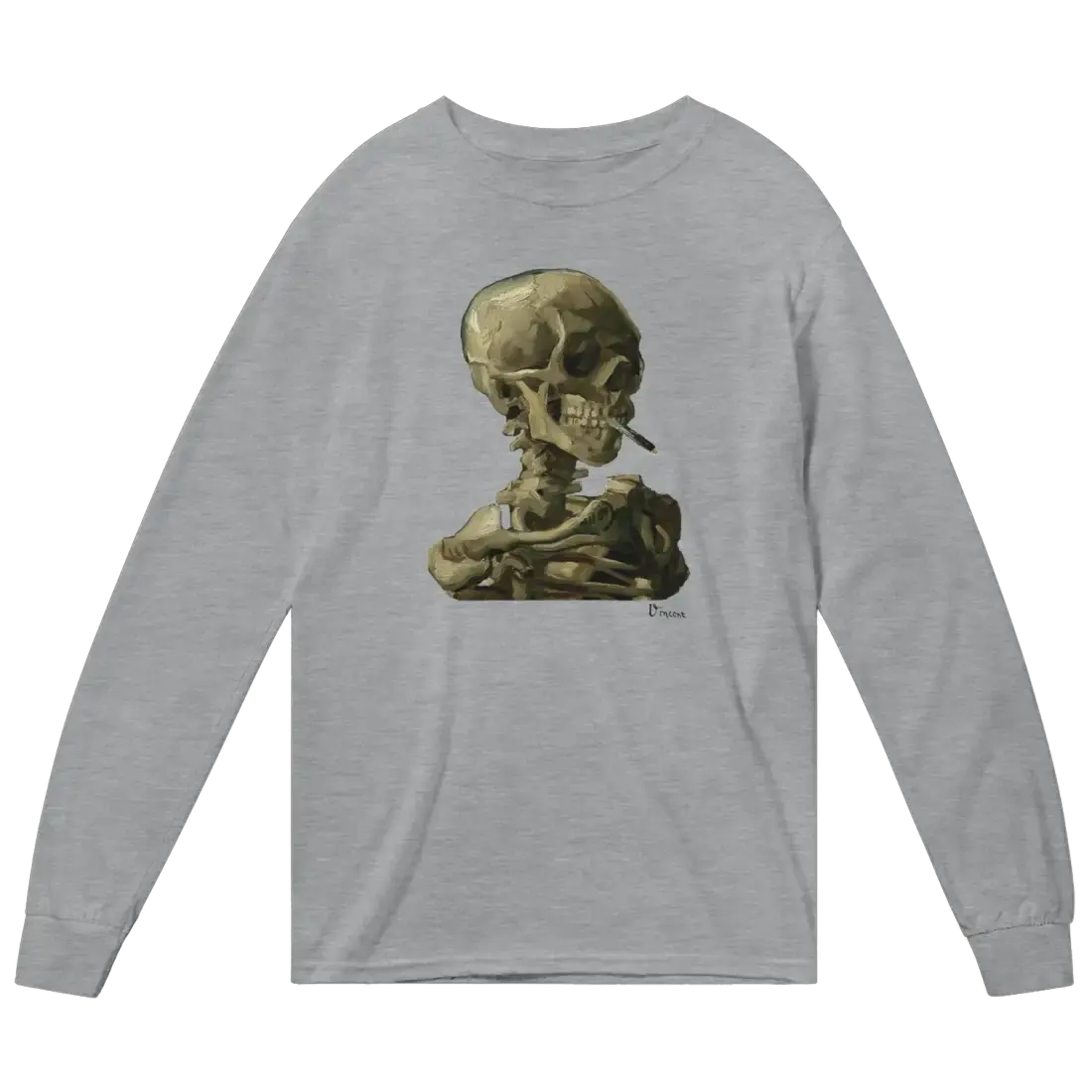 Van Gogh Skull of a Skeleton with Burning Cigarette 1886 Long Sleeve Shirt by Art-O-Rama Shop