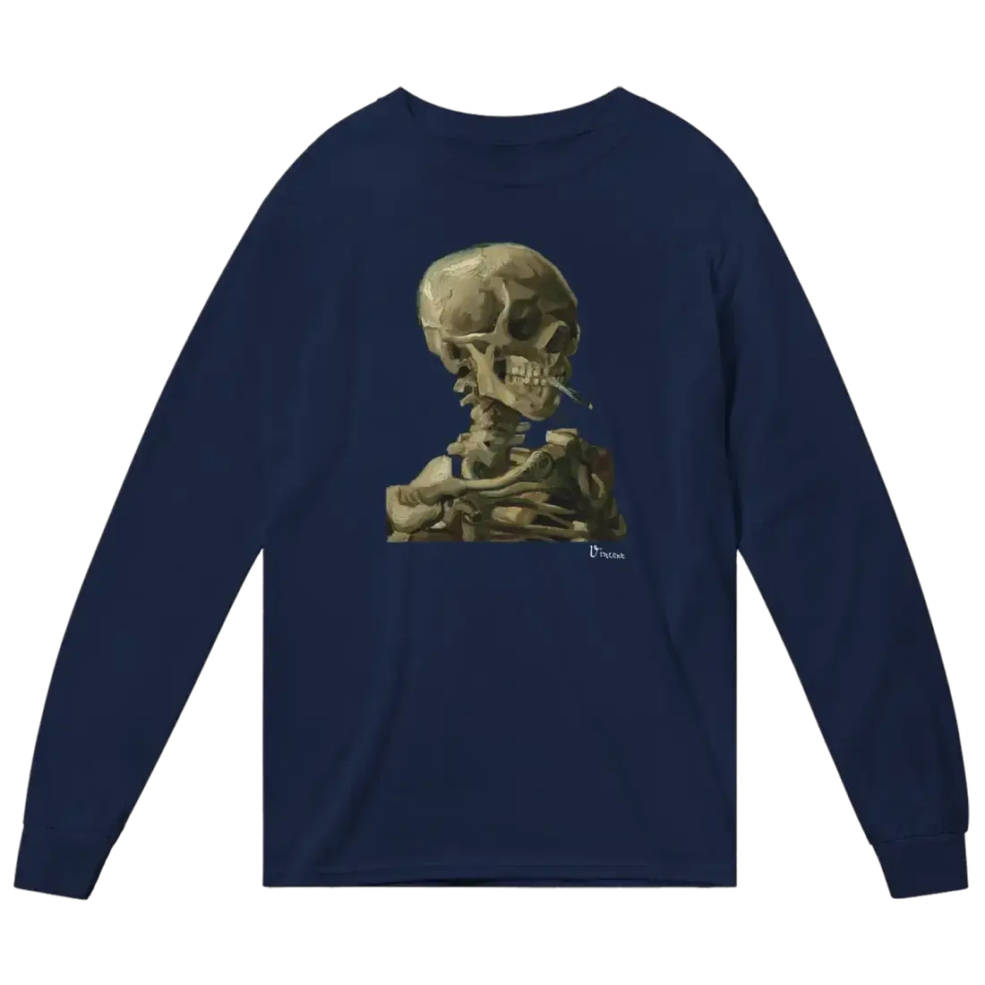 Van Gogh Skull of a Skeleton with Burning Cigarette 1886 Long Sleeve Shirt by Art-O-Rama Shop