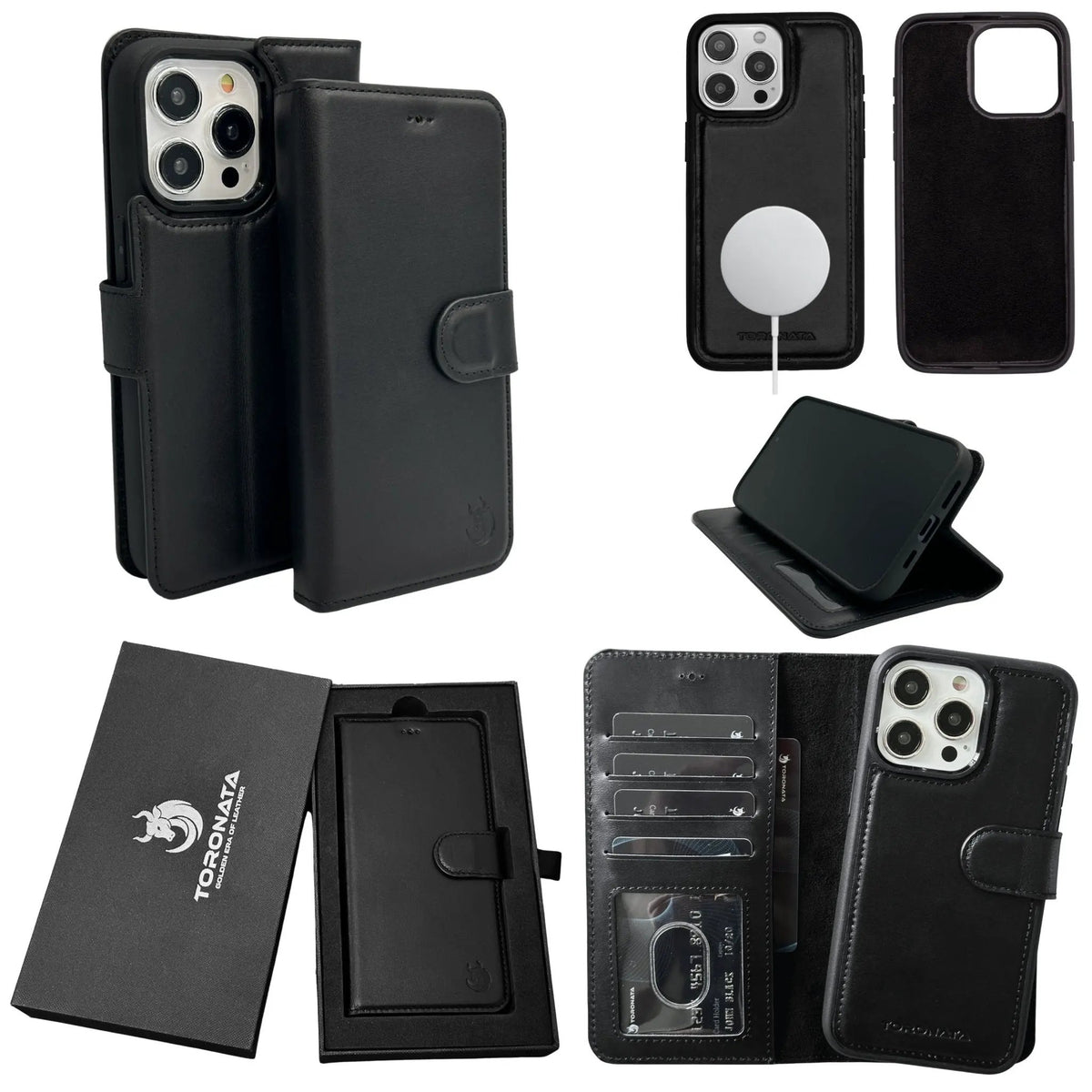 Vegas Premium Leather iPhone 15 Plus Wallet Case with MagSafe | Detachable RFID Blocking Luxury Wallet by TORONATA