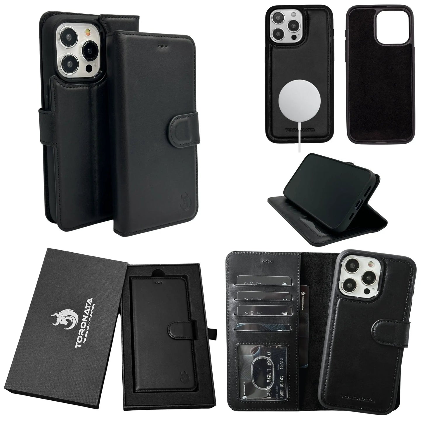 Vegas Premium Leather iPhone 15 Pro Wallet Case with MagSafe | Detachable RFID Blocking Luxury Wallet by TORONATA