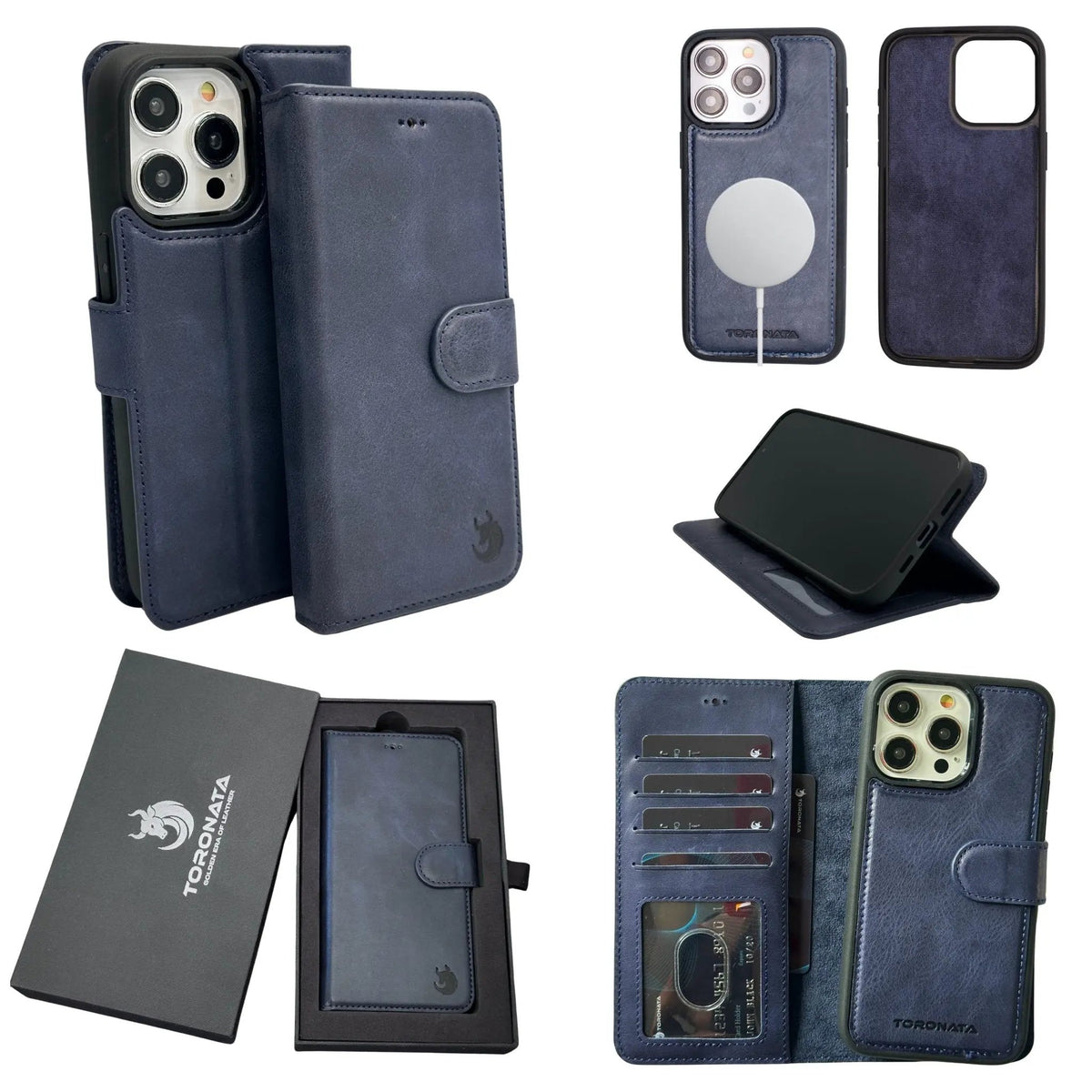 Vegas Premium Leather iPhone 15 Wallet Case with MagSafe | Detachable RFID Blocking Luxury Wallet by TORONATA