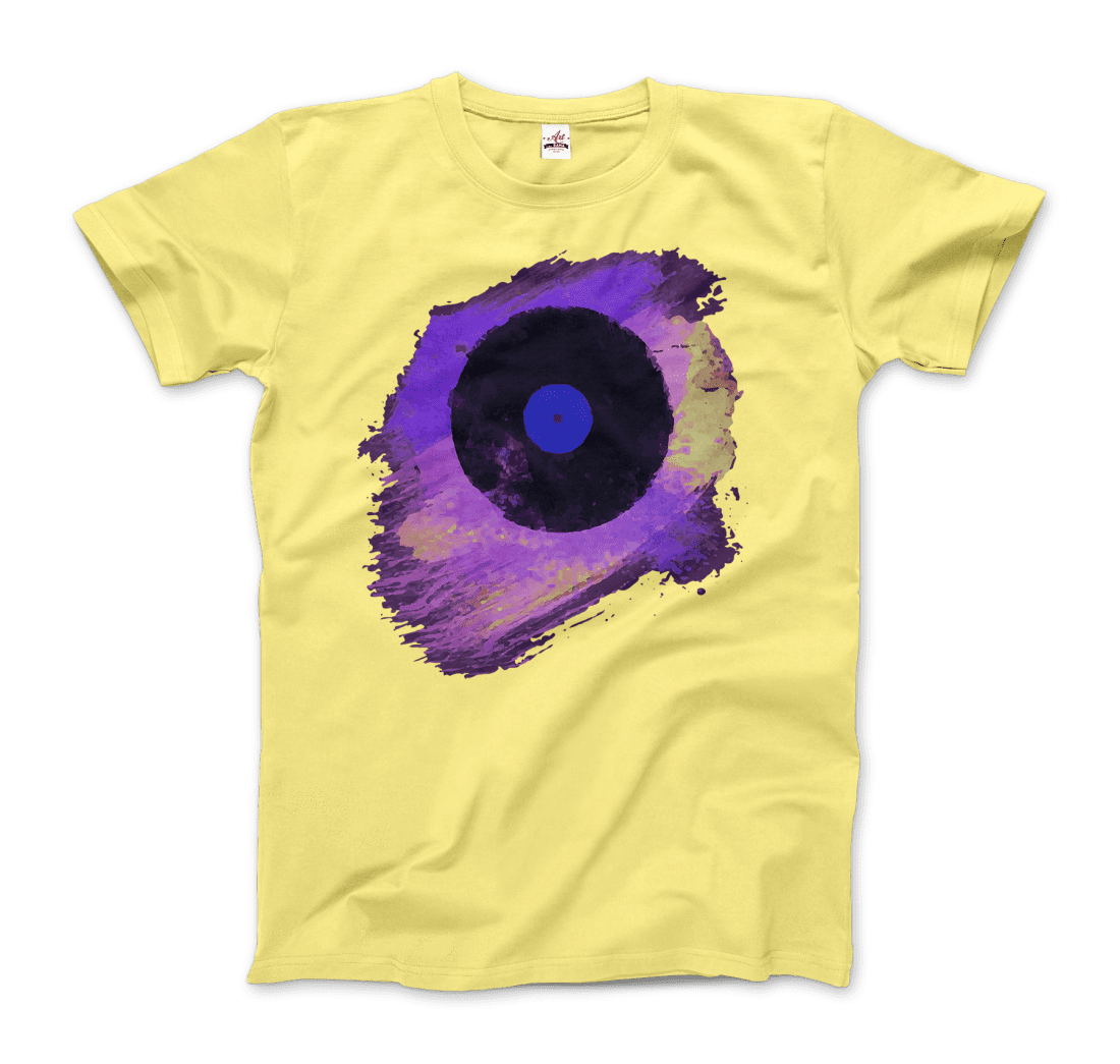 Vinyl Record Made of Paint Scattered in Purple Tones t-shirt by Art-O-Rama Shop