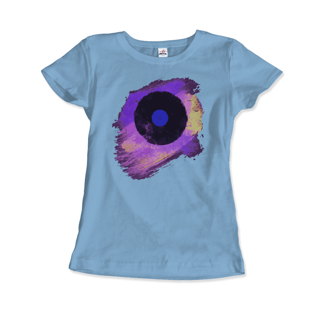 Vinyl Record Made of Paint Scattered in Purple Tones t-shirt by Art-O-Rama Shop