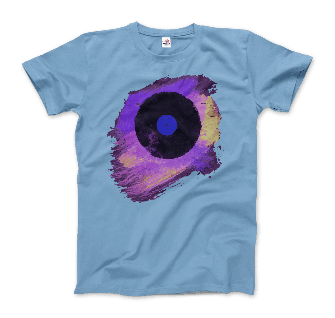 Vinyl Record Made of Paint Scattered in Purple Tones t-shirt by Art-O-Rama Shop