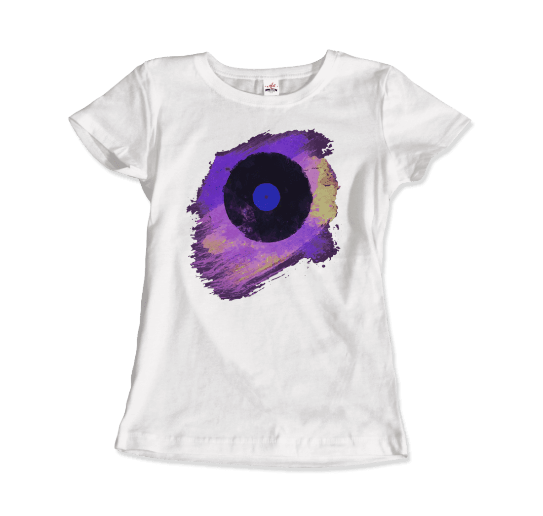 Vinyl Record Made of Paint Scattered in Purple Tones t-shirt by Art-O-Rama Shop
