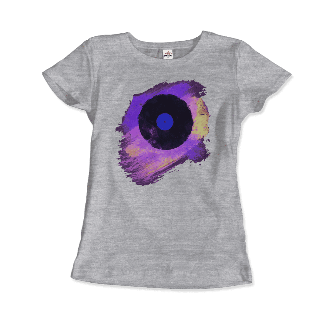 Vinyl Record Made of Paint Scattered in Purple Tones t-shirt by Art-O-Rama Shop