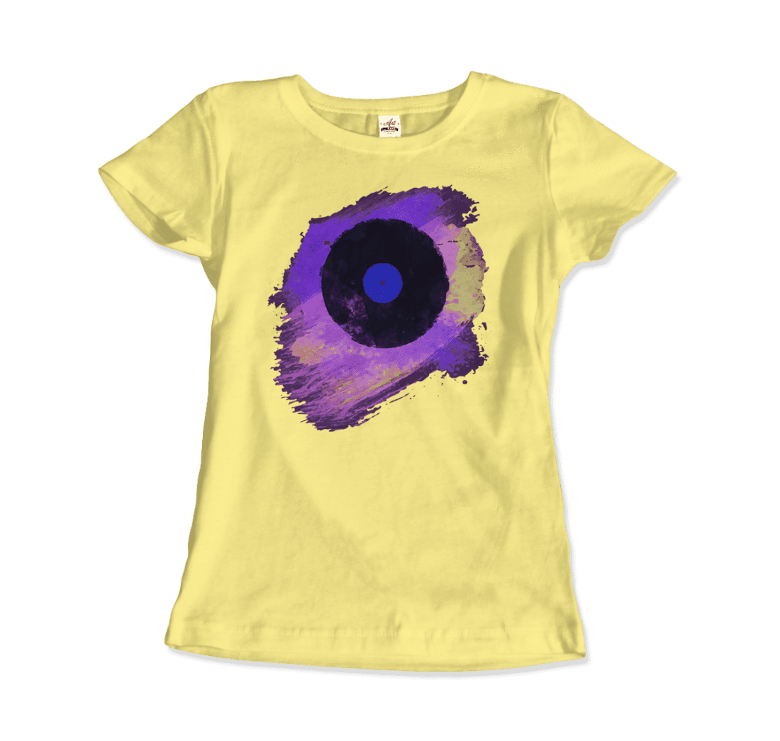 Vinyl Record Made of Paint Scattered in Purple Tones t-shirt by Art-O-Rama Shop