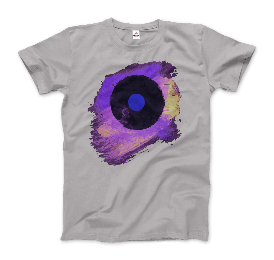 Vinyl Record Made of Paint Scattered in Purple Tones t-shirt by Art-O-Rama Shop